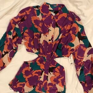 Equipment 100% Silk Blouse with Cut Outs